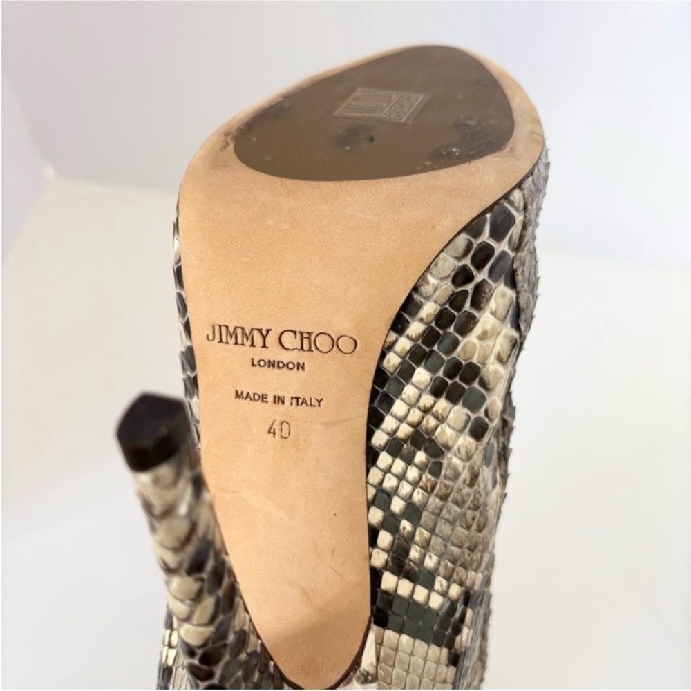 Jimmy Choo Ankle Boots Stiletto Python Snakeskin Archival Leather Black Size 40 - Picture 3 of 15